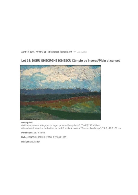 Doru Gheorghe Ionescu - "Câmpie pe Înserat" 